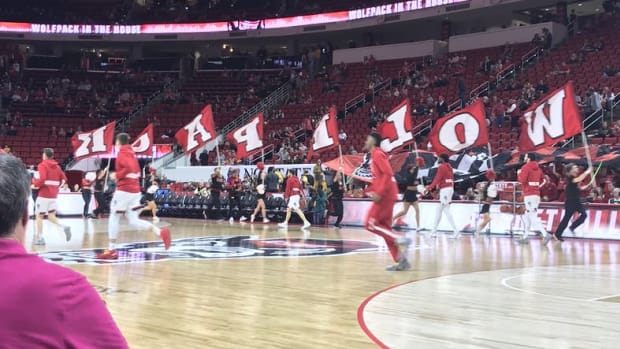 Wolfpack cheerleader flags
